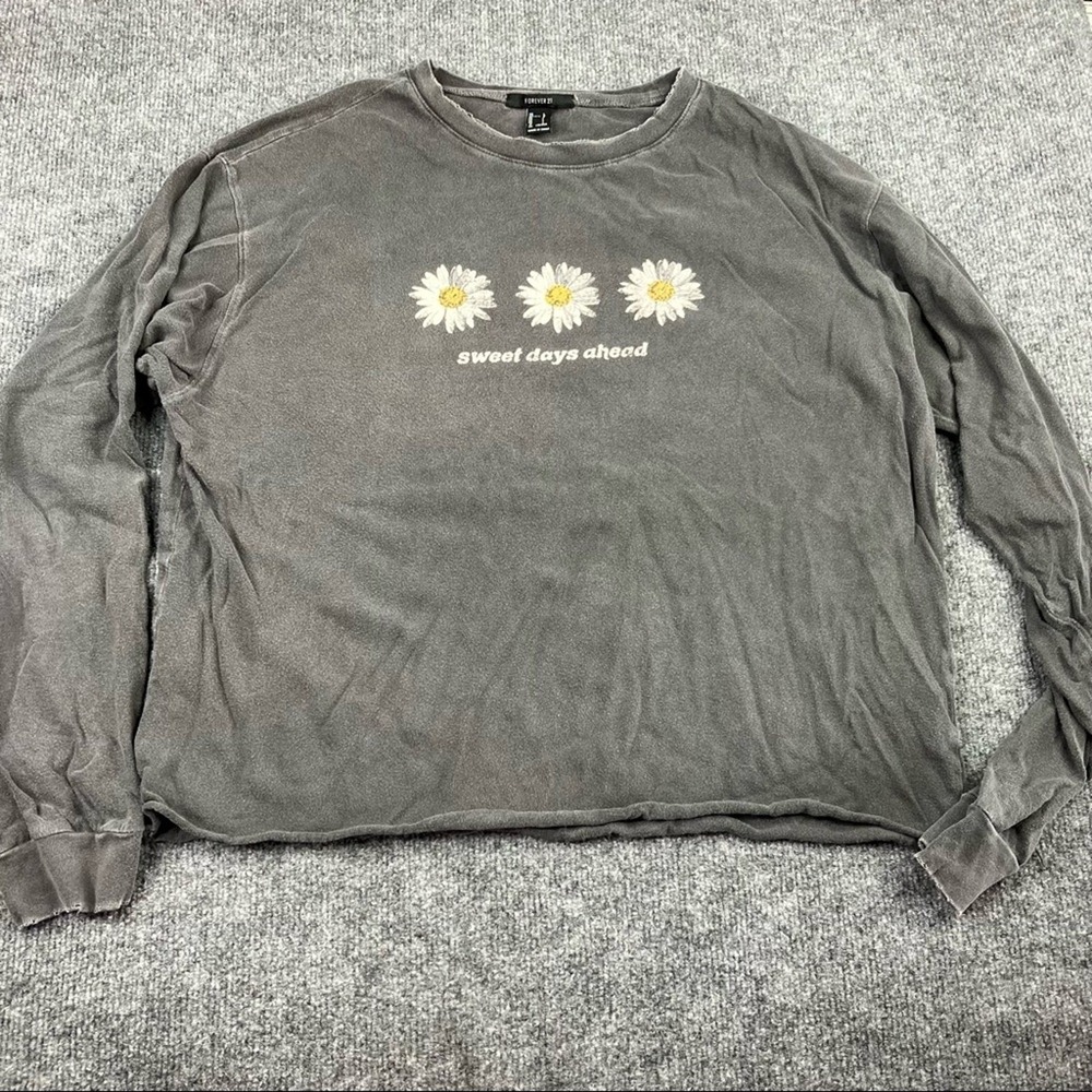 Forever 21 Sweet days ahead flowers crop top long sleeve large